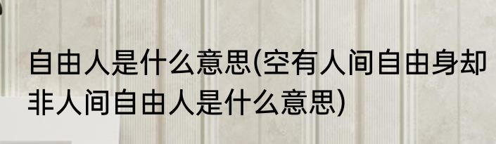 自由人是什么意思(空有人间自由身却非人间自由人是什么意思)