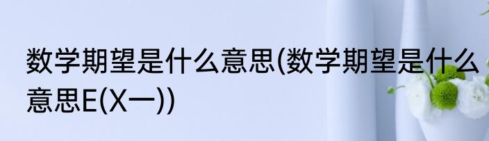 数学期望是什么意思(数学期望是什么意思E(X一))