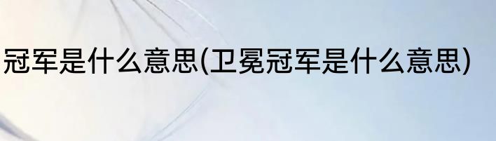 冠军是什么意思(卫冕冠军是什么意思)