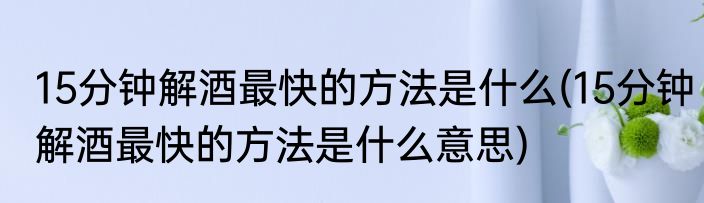 15分钟解酒最快的方法是什么(15分钟解酒最快的方法是什么意思)