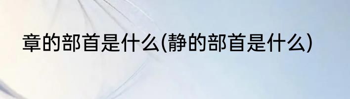 章的部首是什么(静的部首是什么)