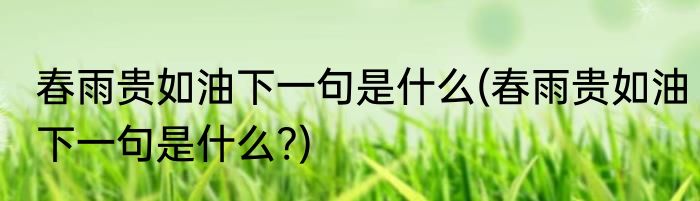 春雨贵如油下一句是什么(春雨贵如油下一句是什么?)