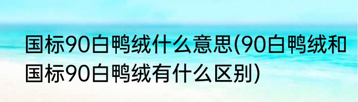 国标90白鸭绒什么意思(90白鸭绒和国标90白鸭绒有什么区别)
