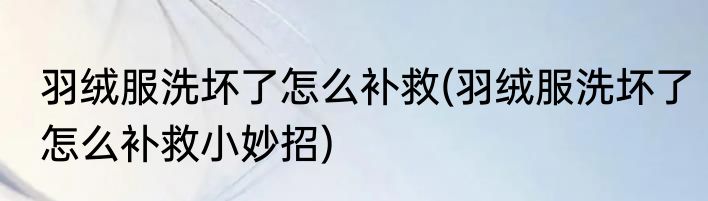 羽绒服洗坏了怎么补救(羽绒服洗坏了怎么补救小妙招)