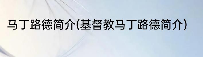 马丁路德简介(基督教马丁路德简介)