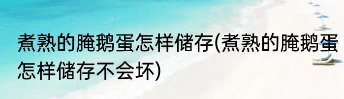 煮熟的腌鹅蛋怎样储存(煮熟的腌鹅蛋怎样储存不会坏)