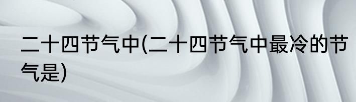 二十四节气中(二十四节气中最冷的节气是)