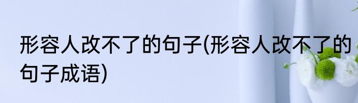 形容人改不了的句子(形容人改不了的句子成语)