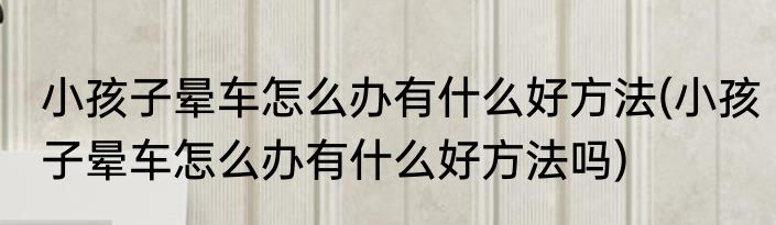 小孩子晕车怎么办有什么好方法(小孩子晕车怎么办有什么好方法吗)