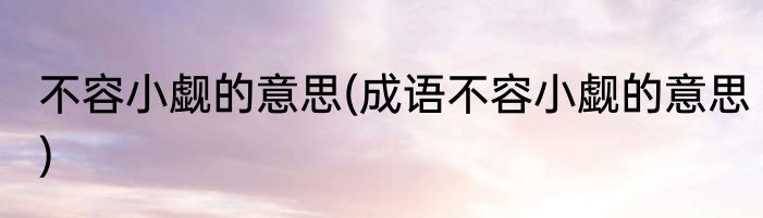 不容小觑的意思(成语不容小觑的意思)