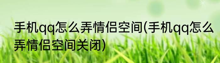 手机qq怎么弄情侣空间(手机qq怎么弄情侣空间关闭)