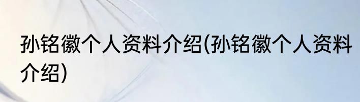 孙铭徽个人资料介绍(孙铭徽个人资料介绍)