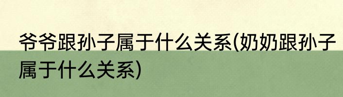 爷爷跟孙子属于什么关系(奶奶跟孙子属于什么关系)