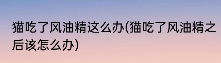 猫吃了风油精这么办(猫吃了风油精之后该怎么办)