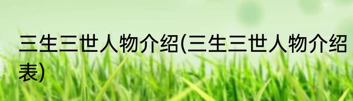 三生三世人物介绍(三生三世人物介绍表)