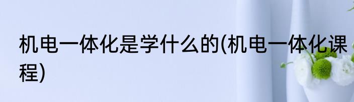 机电一体化是学什么的(机电一体化课程)