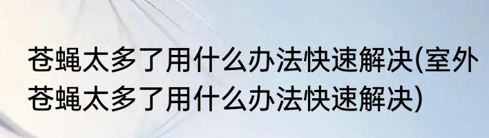 苍蝇太多了用什么办法快速解决(室外苍蝇太多了用什么办法快速解决)