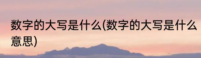 数字的大写是什么(数字的大写是什么意思)