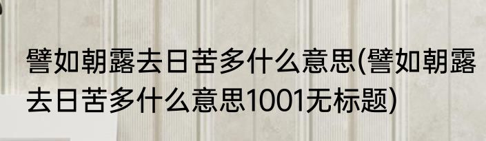 譬如朝露去日苦多什么意思(譬如朝露去日苦多什么意思1001无标题)