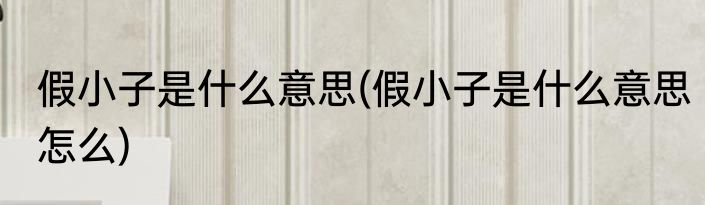 假小子是什么意思(假小子是什么意思怎么)