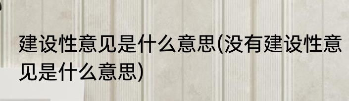 建设性意见是什么意思(没有建设性意见是什么意思)