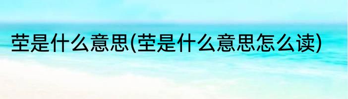 茔是什么意思(茔是什么意思怎么读)