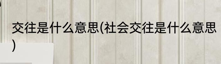 交往是什么意思(社会交往是什么意思)