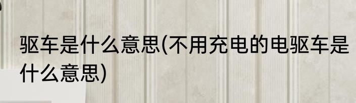 驱车是什么意思(不用充电的电驱车是什么意思)
