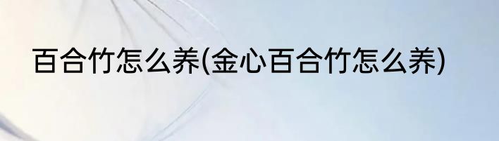 百合竹怎么养(金心百合竹怎么养)