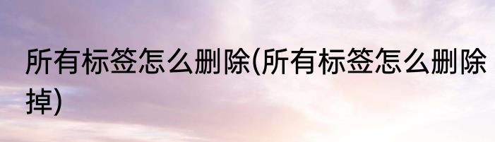 所有标签怎么删除(所有标签怎么删除掉)