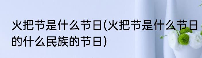 火把节是什么节日(火把节是什么节日的什么民族的节日)