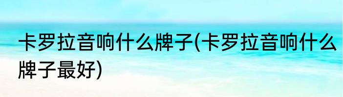 卡罗拉音响什么牌子(卡罗拉音响什么牌子最好)