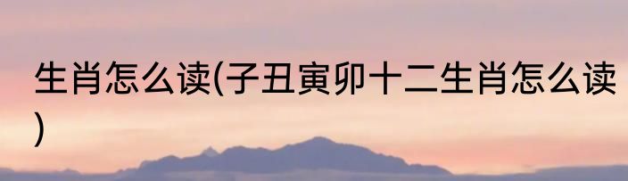 生肖怎么读(子丑寅卯十二生肖怎么读)