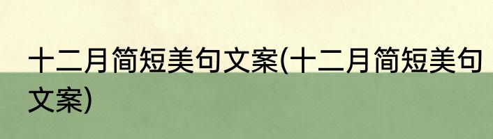 十二月简短美句文案(十二月简短美句文案)