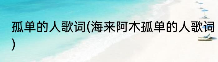 孤单的人歌词(海来阿木孤单的人歌词)