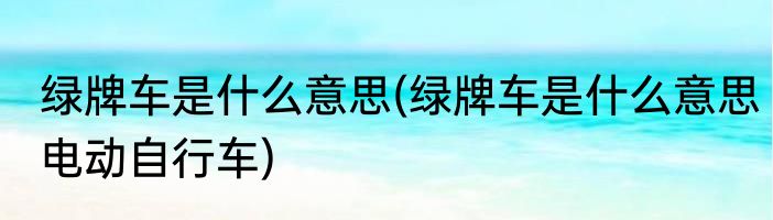 绿牌车是什么意思(绿牌车是什么意思电动自行车)