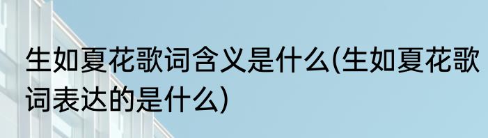 生如夏花歌词含义是什么(生如夏花歌词表达的是什么)