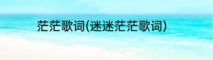 茫茫歌词(迷迷茫茫歌词)