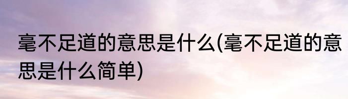 毫不足道的意思是什么(毫不足道的意思是什么简单)