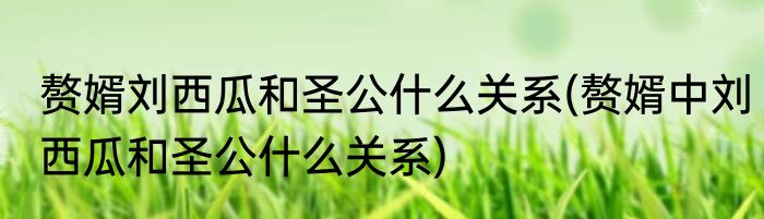 赘婿刘西瓜和圣公什么关系(赘婿中刘西瓜和圣公什么关系)