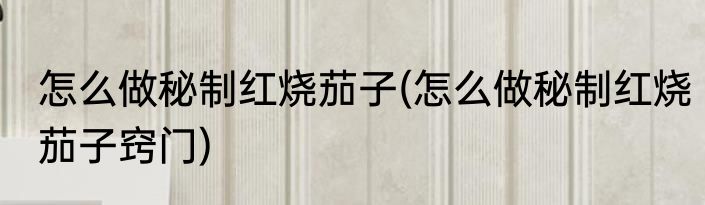 怎么做秘制红烧茄子(怎么做秘制红烧茄子窍门)