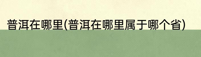 普洱在哪里(普洱在哪里属于哪个省)