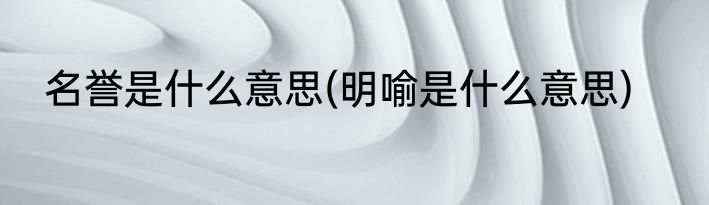 名誉是什么意思(明喻是什么意思)