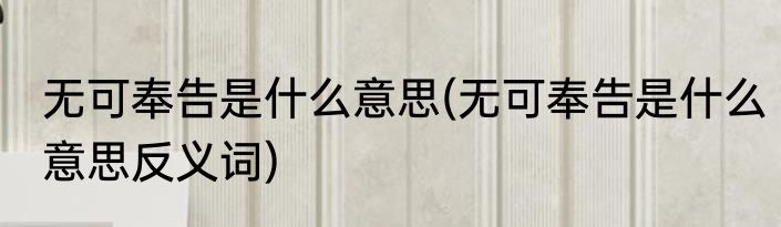 无可奉告是什么意思(无可奉告是什么意思反义词)