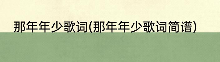 那年年少歌词(那年年少歌词简谱)