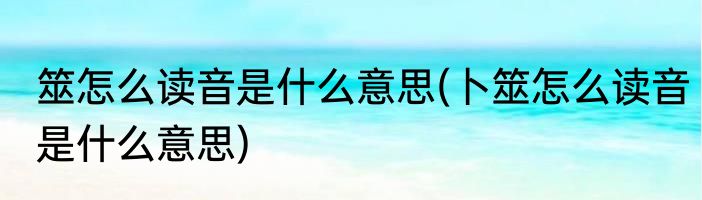 筮怎么读音是什么意思(卜筮怎么读音是什么意思)