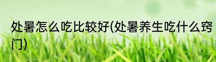 处暑怎么吃比较好(处暑养生吃什么窍门)