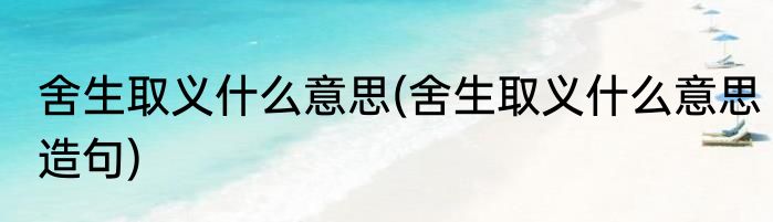 舍生取义什么意思(舍生取义什么意思造句)