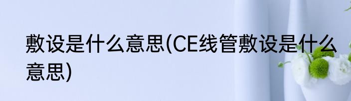 敷设是什么意思(CE线管敷设是什么意思)