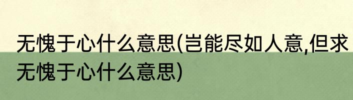 无愧于心什么意思(岂能尽如人意,但求无愧于心什么意思)